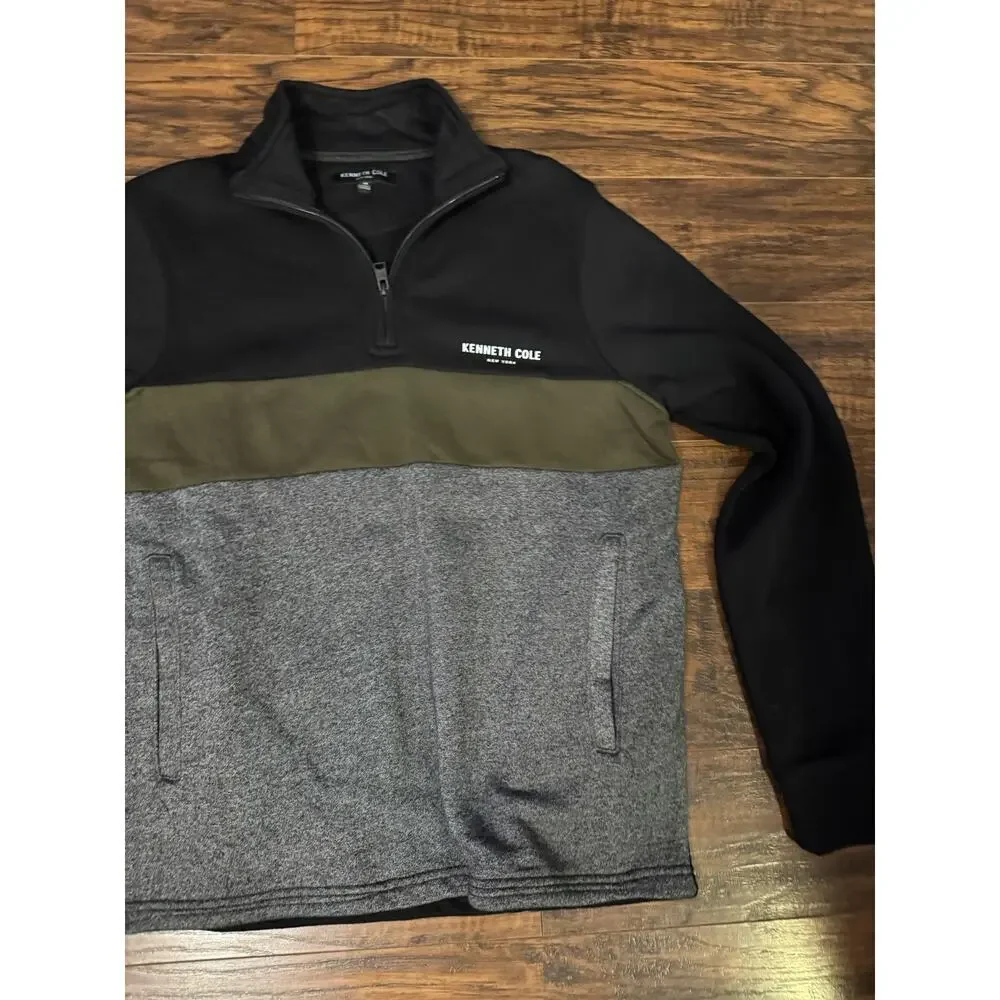 Kenneth Cole Sweatshirt Mens Multi Colorblock Golf Performance Quarter Zip Sz:M